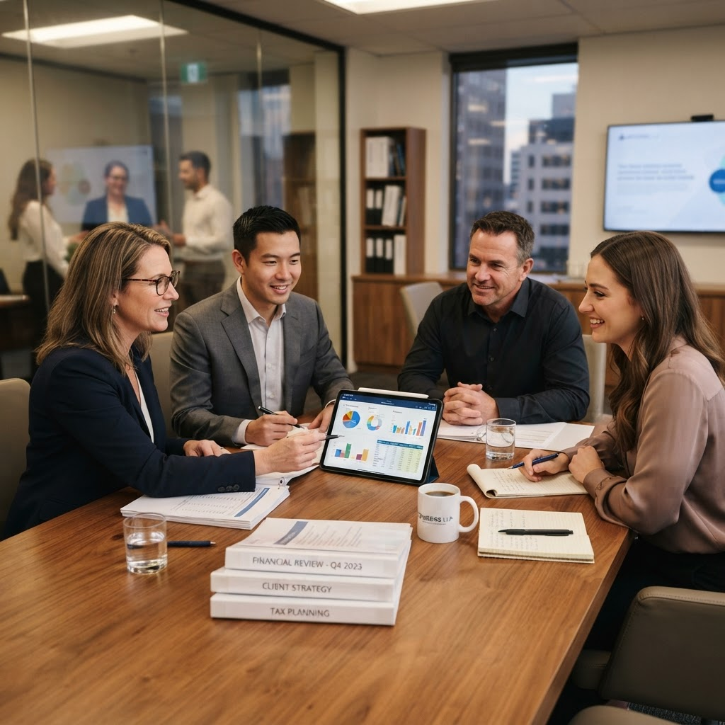 M&P Accounting advisors meeting with business clients